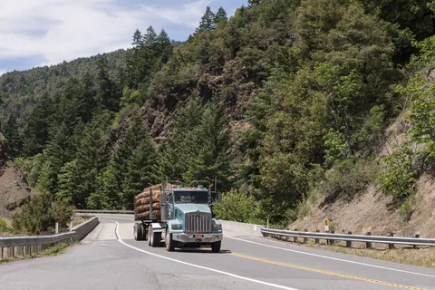 Logging truck on a California highway